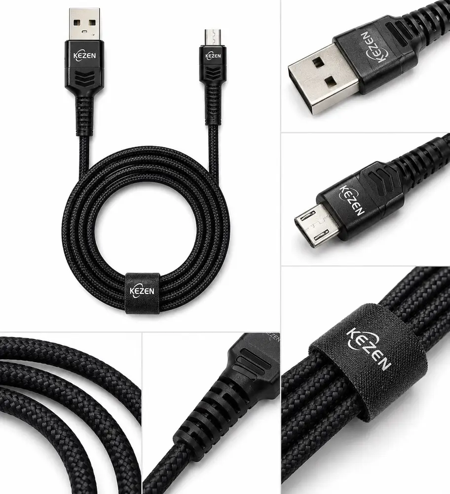 کابل شارژ Micro USB کزن KEZEN مدل KZ-CA112 طول 1 متر با پشتیبانی از شارژ سریع 2.4 آمپر