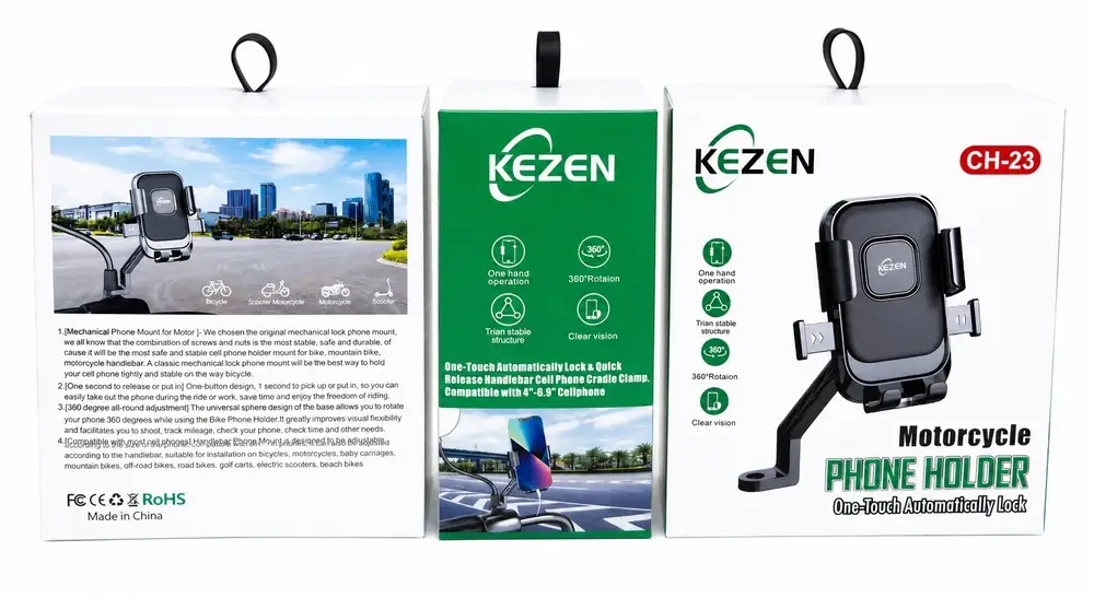 هولدر موبایل موتورسیکلت KEZEN CH-23 با قابلیت نصب روی فرمان و چرخش 360 درجه