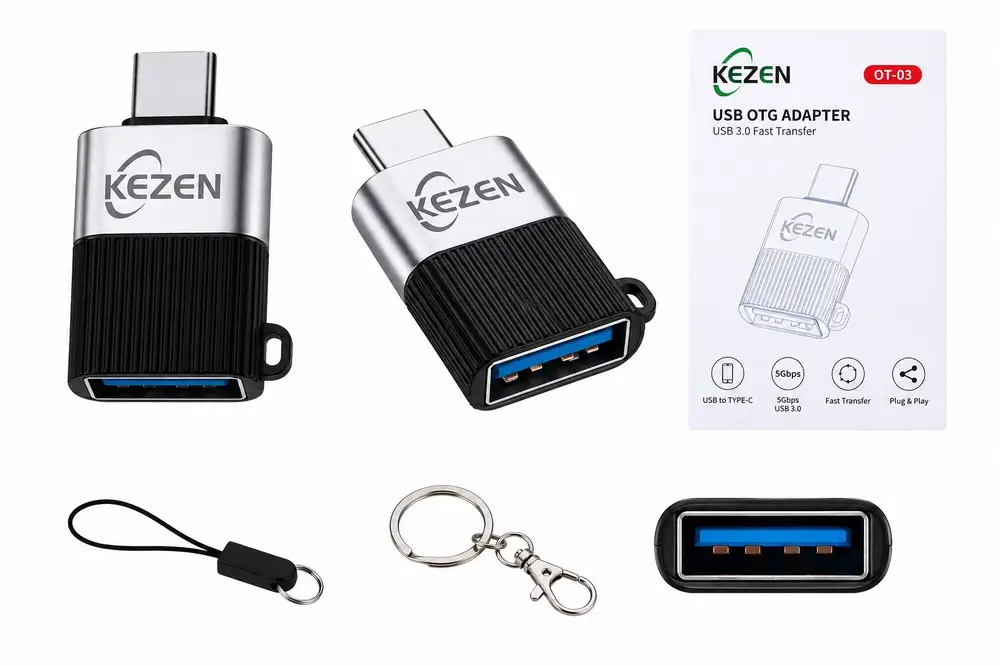 مبدل USB OTG KEZEN OT-03 تبدیل USB 3.0 به Type-C با سرعت انتقال 5Gbps