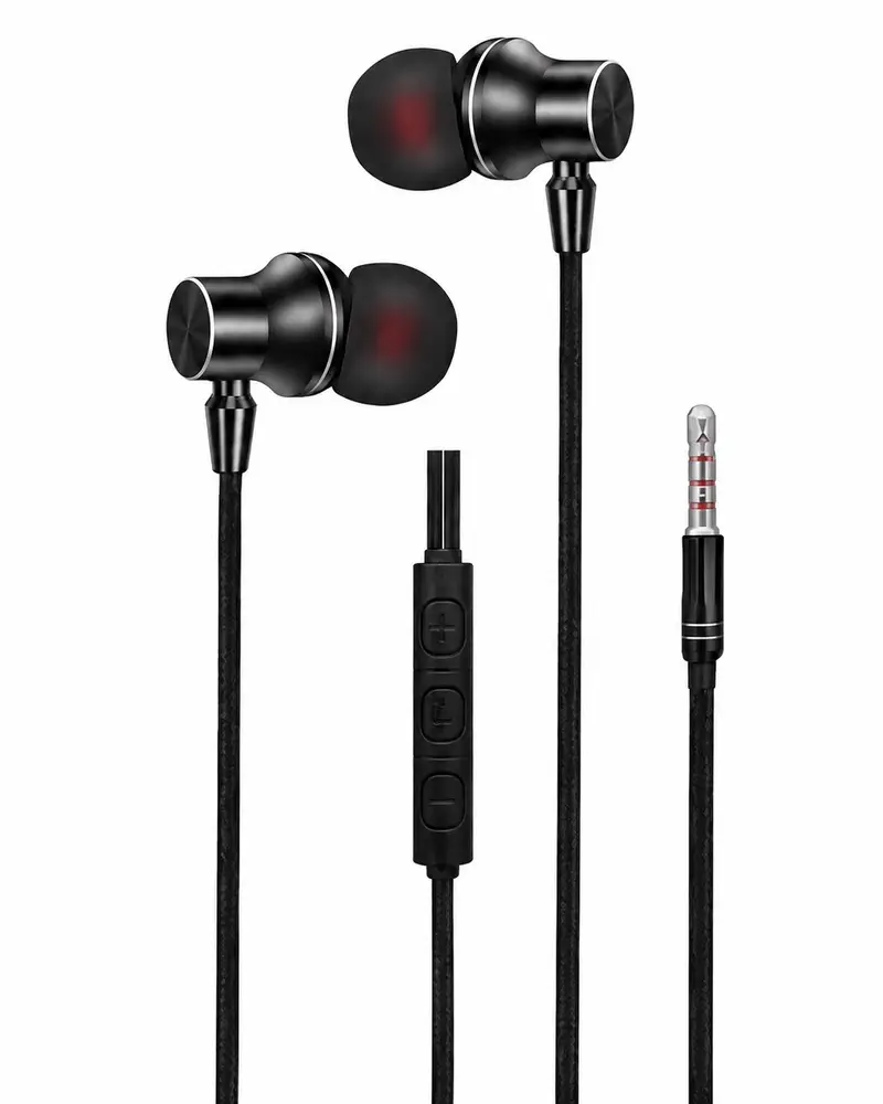 هندزفری سیمی KEZEN KZ-H964 با جک 3.5 میلی‌متری، میکروفون HD، کنترل صدا و طراحی مغناطیسی، مناسب برای گوشی موبایل، تبلت و لپ‌تاپ.